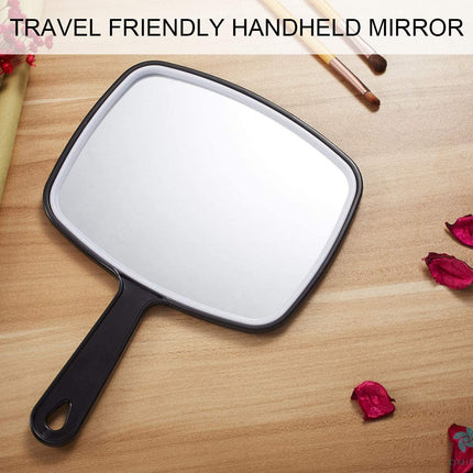 Extra Large Black Handheld Mirror with Handle (24 x 16 cm)