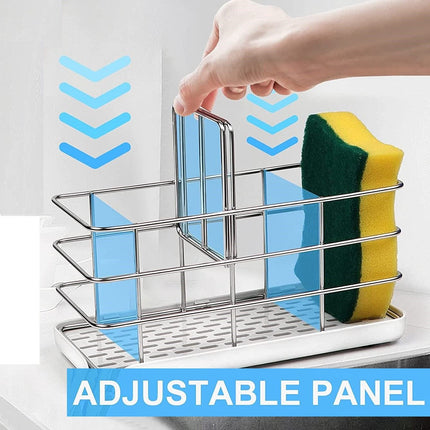 Sink Caddy Sponge Holder with Auto Freesanting Overflow for Kitchen and Bathroom