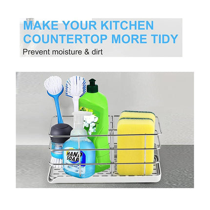 Sink Caddy Sponge Holder with Auto Freesanting Overflow for Kitchen and Bathroom