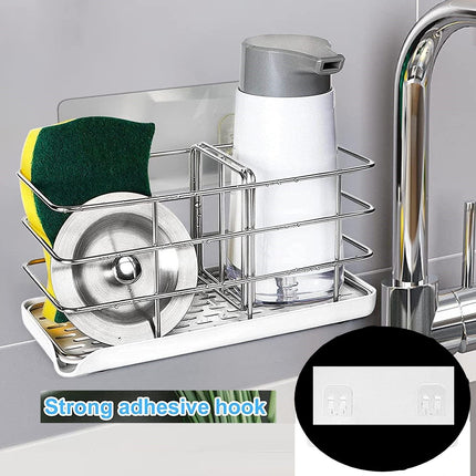 Sink Caddy Sponge Holder with Auto Freesanting Overflow for Kitchen and Bathroom
