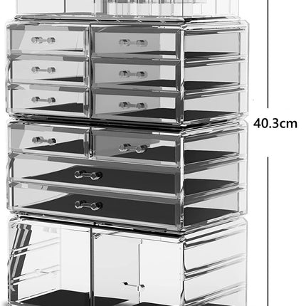 Makeup Cosmetic Organizer Storage with 12 Drawers Display Boxes (Clear)
