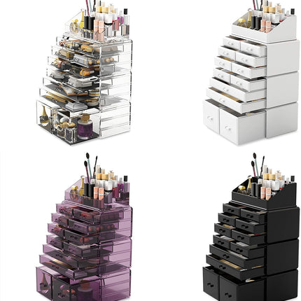 Makeup Cosmetic Organizer Storage with 12 Drawers Display Boxes (Clear)