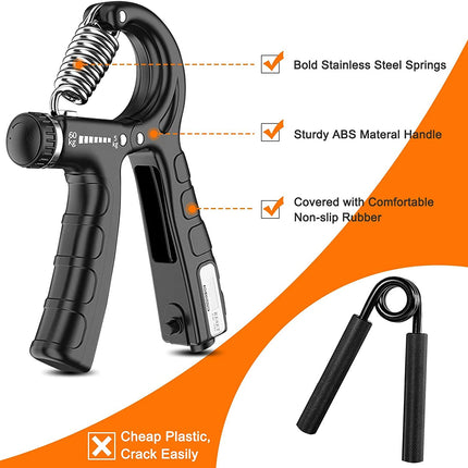5 Pack Adjustable Resistance Hand Gripper Exerciser Workout Kit