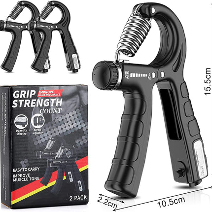 2 Pack Adjustable Hand Grip Strengthener for Hand Grip Strength and Wrist Rehabilitation (Resistance 5-60 kg)