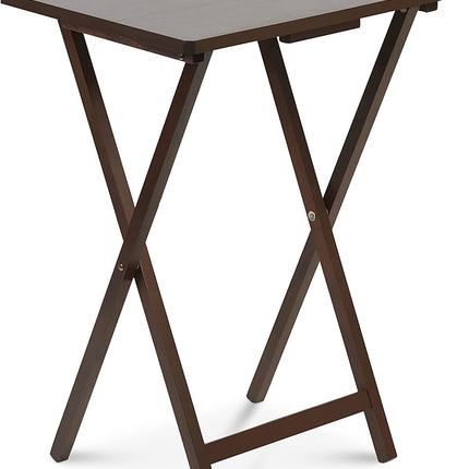 Brown Wood Folding TV Tray & Snack Table
