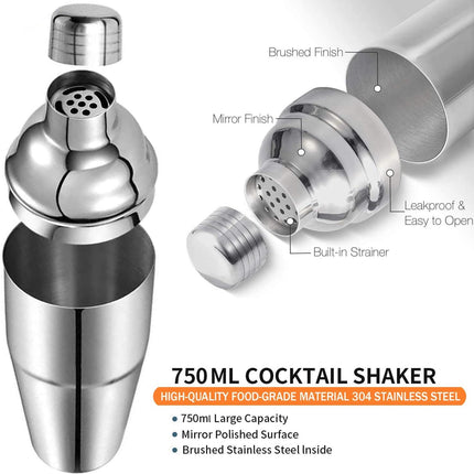 Cocktail Shaker Set Bartender Kit with Rotating Bamboo and 10-Piece Stainless Steel Bar Tool Set