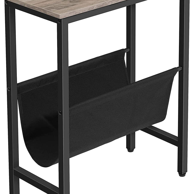 Industrial Side Table with Magazine Holder Sling and Metal Structure (Grey)