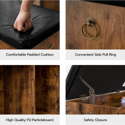 Shoe Storage Bench with Padded Cushion,Flip-Open Storage Box and Adjustable Shelf for Entryway and Living Room