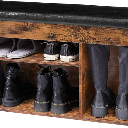 Shoe Storage Bench with Padded Cushion,Flip-Open Storage Box and Adjustable Shelf for Entryway and Living Room