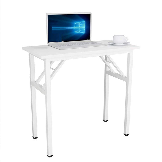 Sturdy and Heavy Duty Foldable Office Computer Desk (White, 80cm)
