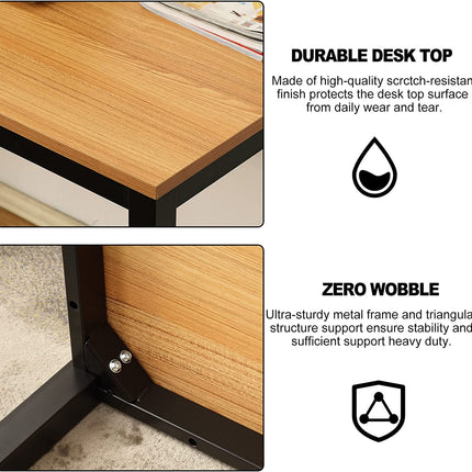 Sturdy and Heavy Duty Foldable Office Computer Desk (Teak, 101cm)