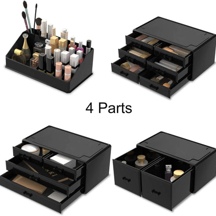 Makeup Cosmetic Organizer Storage with 12 Drawers Display Boxes (Black)