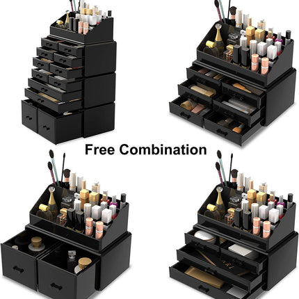 Makeup Cosmetic Organizer Storage with 12 Drawers Display Boxes (Black)