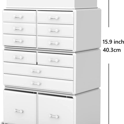 Makeup Cosmetic Organizer Storage with 12 Drawers Display Boxes (White)