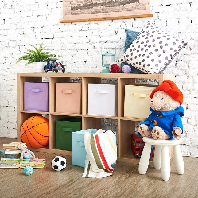 Pack of 6 Foldable Fabric Basket Bin,  Collapsible Storage Cube for Nursery, Office, Home Decor, Shelf Cabinet, Cube Organizers (Colors)