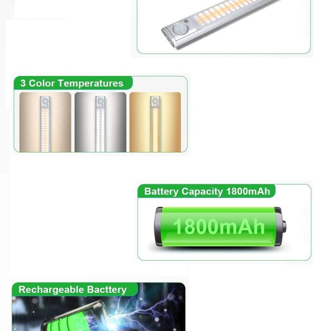 80 LED Motion Closet Sensor Rechargeable Lights for Kitchen and Bedroom (White and Yellow Light)