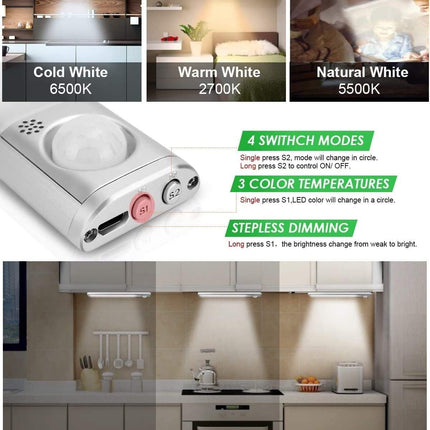 80 LED Motion Closet Sensor Rechargeable Lights for Kitchen and Bedroom (White and Yellow Light)