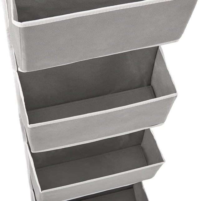 Over the Door Hanging Storage Organizer with 4 Pouch Pocket for Pantry Baby Nursery Bathroom (Grey)