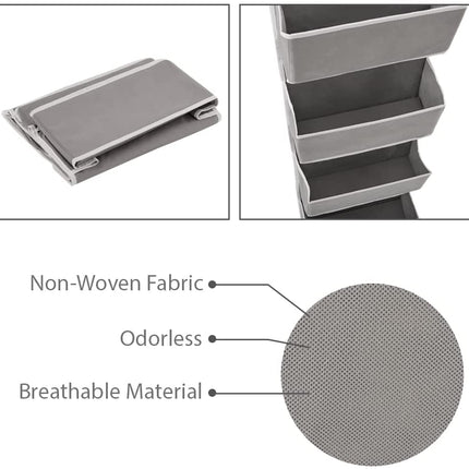 2 Pack Over the Door Hanging Storage Organizer with 4 Pouch Pocket for Pantry Baby Nursery Bathroom Closet Dorm - Gray