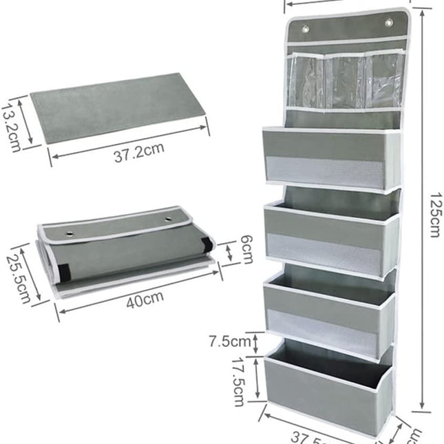 Wall Mount Hanging Organizer with 4 Large Capacity Pocket Organizers and 3 Small Pockets for Essentials