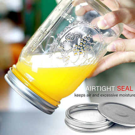 4 Pieces Canning Jars - 480ml Mason Jar Empty Glass Spice Bottles with Airtight Lids and Labels