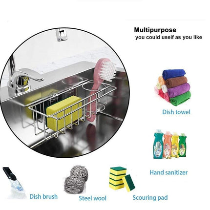 3-in-1 Adhesive Stainless Steel Sink Caddy Organizer Storage for Kitchen  Rustproof
