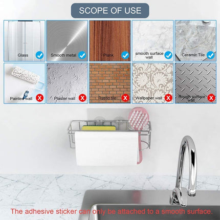 3-in-1 Adhesive Stainless Steel Sink Caddy Organizer Storage for Kitchen  Rustproof