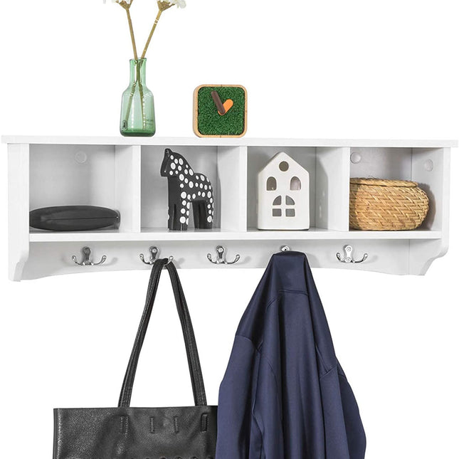 White Wall Shelf Coat Rack