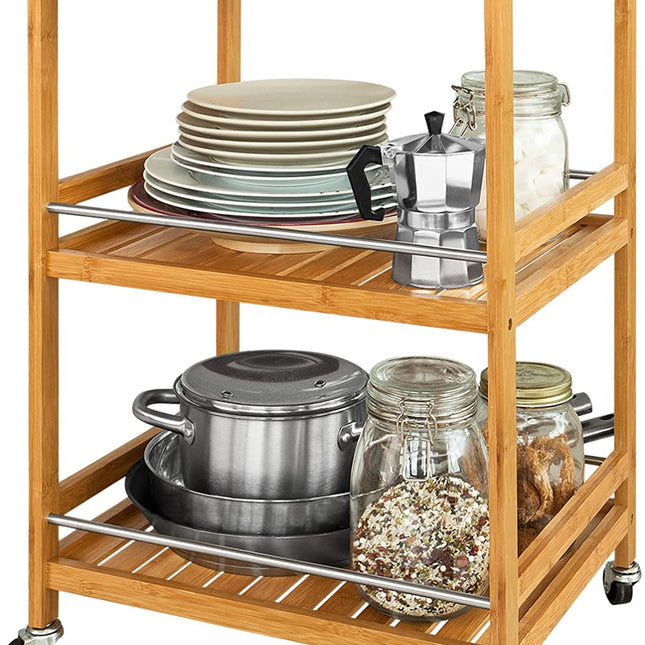 Bamboo Kitchen Trolley 3 Tier Storage Cart