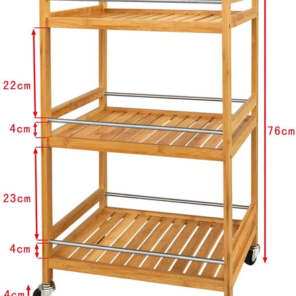 Bamboo Kitchen Trolley 3 Tier Storage Cart