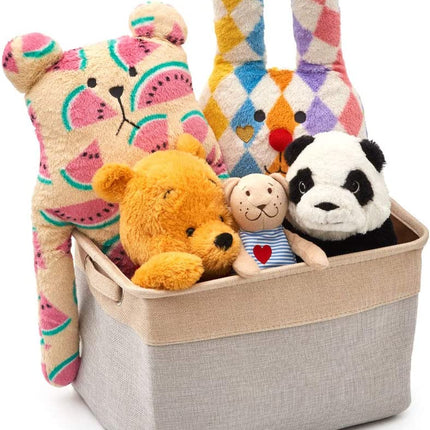 Pack of 3 Collapsible Large Cube Fabric Storage Bins Baskets for Laundry - Beige