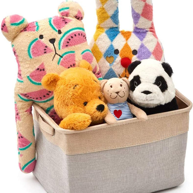 Pack of 3 Collapsible Large Cube Fabric Storage Bins Baskets for Laundry - Beige