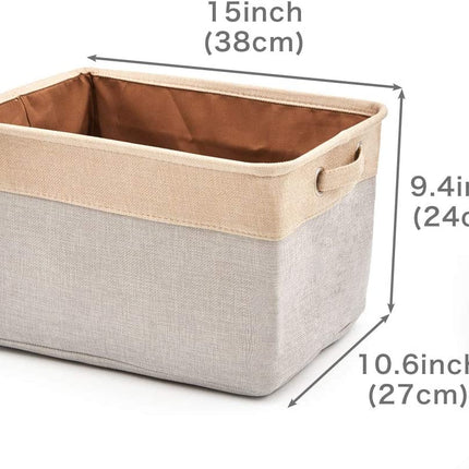 Pack of 3 Collapsible Large Cube Fabric Storage Bins Baskets for Laundry - Beige