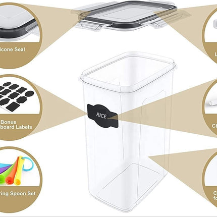 7 Pieces Plastic BPA Free Food Storage Containers for Kitchen (Black)