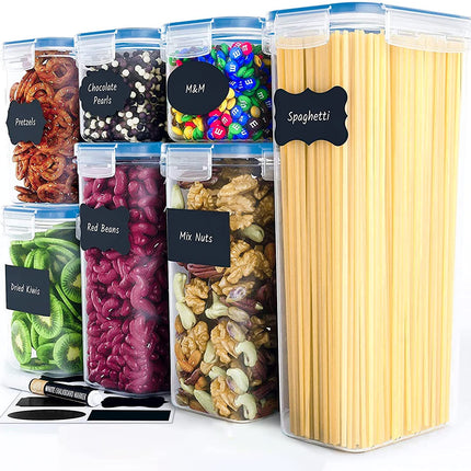 7 Pieces Plastic BPA Free Food Storage Containers for Kitchen (Blue)