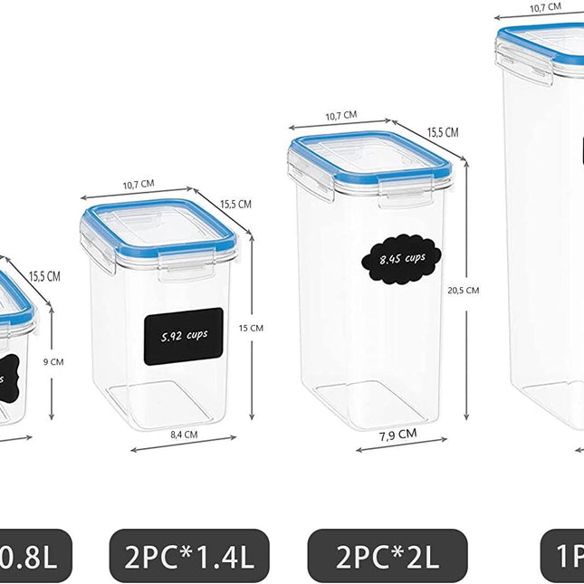 7 Pieces Plastic BPA Free Food Storage Containers for Kitchen (Blue)