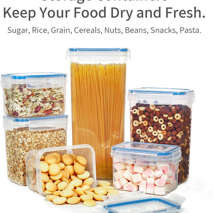 7 Pieces Plastic BPA Free Food Storage Containers for Kitchen (Blue)