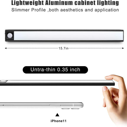 6000K Warm White Closet Wireless Light Motion Sensor with Large Capacity Battery Operated with USB Charge for Kitchen and Hallway (BlackandYellow Light)