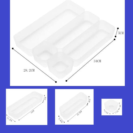 5 Pack Frosted plastic dresser and desk drawer storage rack for make-up brushes and kitchen