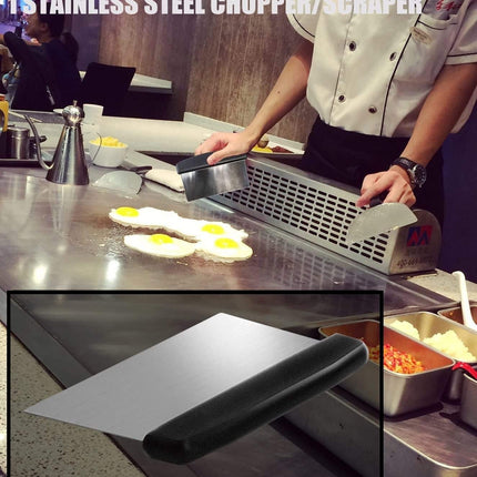 BBQ Griddle Accessories Kit with Heavy Duty Scraper Spatula Turner and Bottles (5pcs)