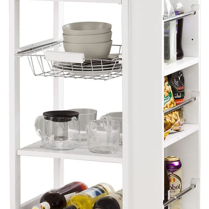 Kitchen Trolley with Wine Rack, Drawer and Shelf