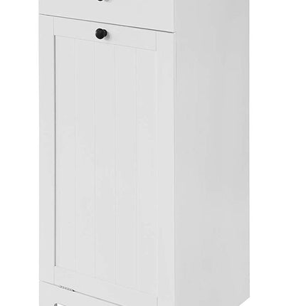 White Bathroom Cabinet with Laundry Basket and Drawer