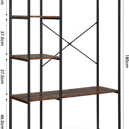 Industrial Garment Coat Rack Hanger Organizer and Shoe Storage (Black)