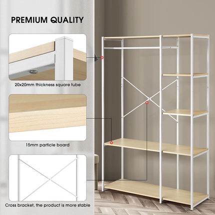 Industrial Garment Coat Rack Hanger Organizer and Shoe Storage (White)