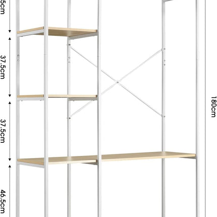 Industrial Garment Coat Rack Hanger Organizer and Shoe Storage (White)