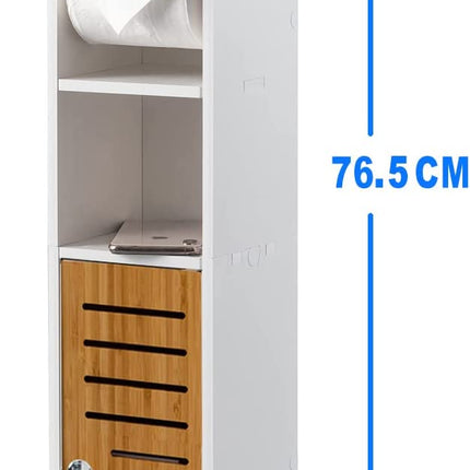 Toilet Paper Roll Holder for Bathroom with roller (Bamboo, 76cm)