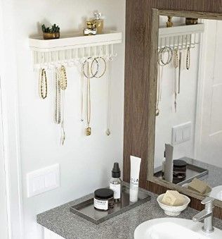 Hanging Jewelry Organizer 25 Hooks (White)