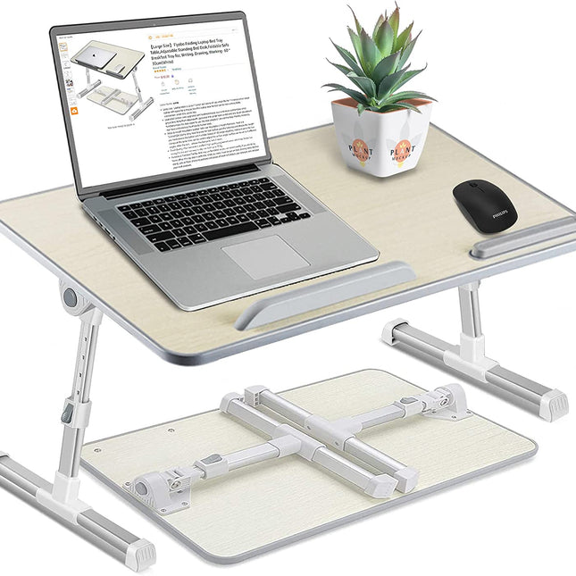 Large Size Folding and Adjustable Laptop Bed Tray Table for, Writing, Drawing and Working - 60 x 30 cm (White)