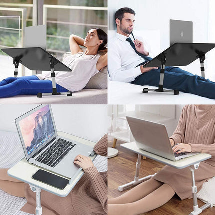 Large Size Folding and Adjustable Laptop Bed Tray Table for, Writing, Drawing and Working - 60 x 30 cm (White)