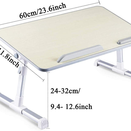 Large Size Folding and Adjustable Laptop Bed Tray Table for, Writing, Drawing and Working - 60 x 30 cm (White)